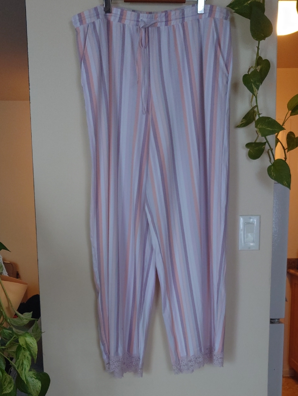 La Vie En Rose Lavender, Pink & White Striped Sleep Pants